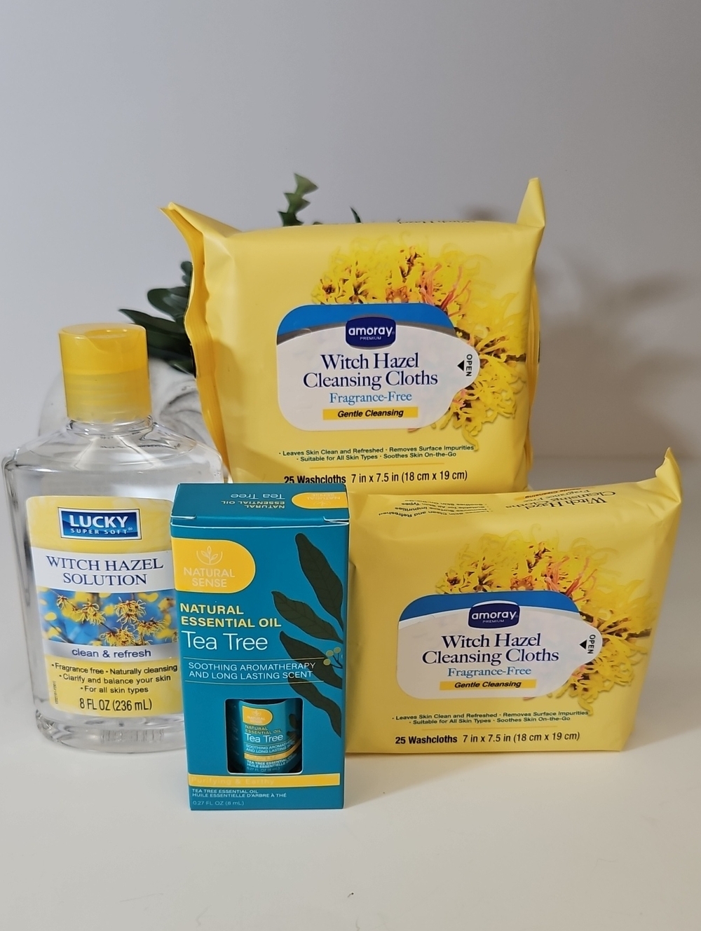 LUCKY SUPER SOFT WITCH HAZEL & TEA TREE NATURAL ESSENTIAL OIL SKINCARE 3 PC SET
